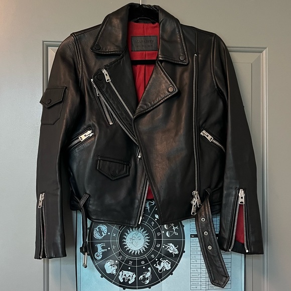 All Saints Balfern Black Leather Jacket size 00 - Picture 7 of 12